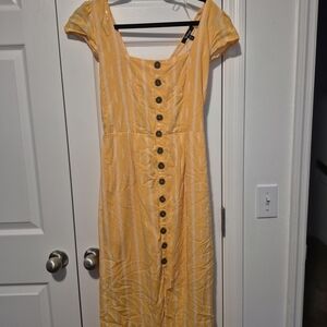 Trixxi Yellow Button-Front Maxi Dress
